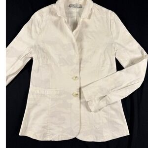 Lola & Sophie New York Off White Camo Jacquard Blazer Jacket XS Tonal Cream